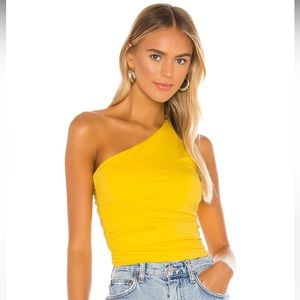 SUPERDOWN Anna Ruched top in yellow Size Small